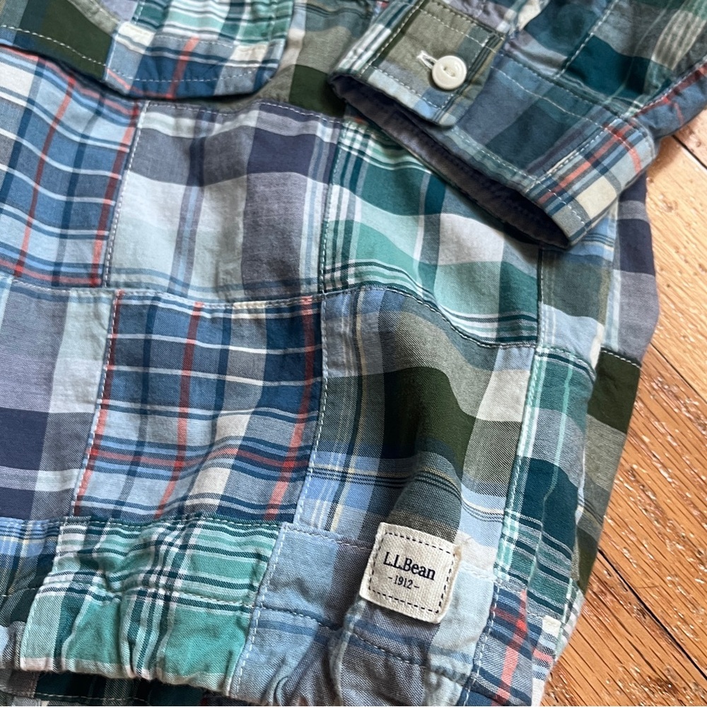 L.L.Bean Madras Patchwork Anorak Pullover Hooded … - image 3